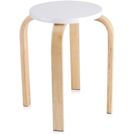 Eosnow,Sgabello impilabile in Legno, Sedia da Doccia Bagno stool Sgabello per camera casa, 40 x 45.5cm (bianca)