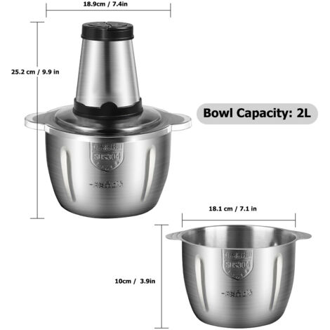 Eosnow Macinacapazione a carne elettrica 2L Funzionamento alimentare in acciaio inossidabile multiplo per verdure Fruits Nuts a 2 marce Copper Coper Home Cucina ristoranti (1/5)