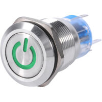 Eosnow Interruttore di alimentazione a pulsante autobloccante inossidabile impermeabile da 19 mm 12V-24V LED verde
