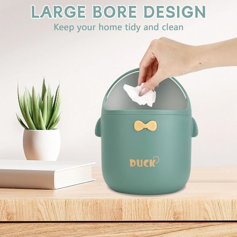 Mini Poubelle De Bureau Mignonne Avec Couvercle – Corbeille Dessin Animé Pour Bureau, Salle De Bain, Cuisine - 13