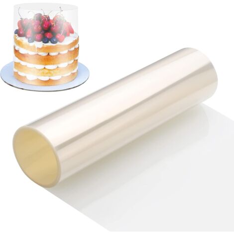 Transparent Patisserie, Feuilles d'Acétate Epaissies 30cm x 10m, Cercle a Patisserie Transparent pour la Pâtisserie, Gâteau Mousse au Chocolat, Décoration de Gâteaux