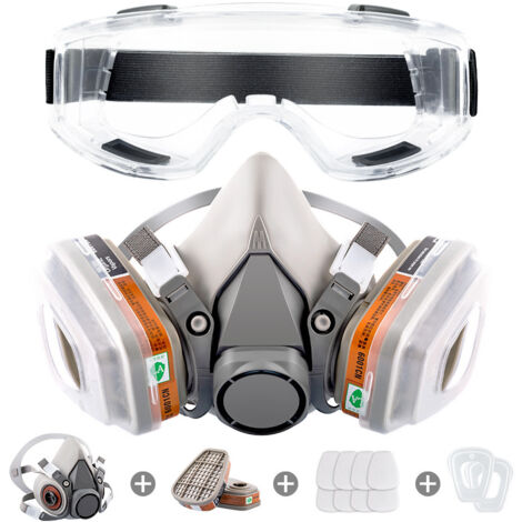 Coavas – Masque de protection respiratoire réutilisable – Double filtration contre vapeurs organiques – Avec lunettes de sécurité – Pour peinture et soudage