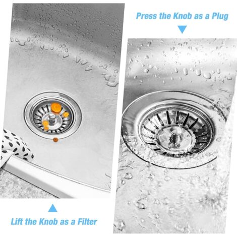 Bouchon D'évier 3 En 1 - Drainage Rapide, Rétention D'eau Et Filtration - Acier Inox 304 - Compatible 75-86 Mm