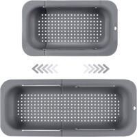 Passoire d'évier extensible - Matériau PP alimentaire - Trous de drainage efficaces - Porte-séchage rapide pour vaisselle - Facile à nettoyer et durable. (Gris foncé)