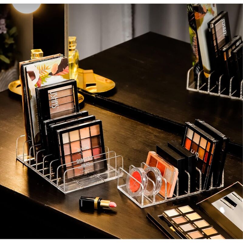 Make-up-Paletten-Organizer Mit 7 Fächern – 19x16x4,5 Cm, Transparent, Aus Kunststoff, Für Lidschatten & Kosmetik
