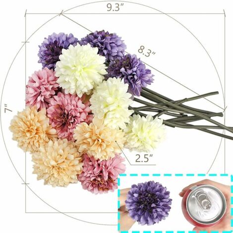 Ahlsen 12 Stck knstliche Blumen, 4 Farben, knstliche Chrysanthemen,  Hortensienstrau aus Seide fr Hochzeit, Zuhause, Garten, Party, Bro,  Lnge 25 cm, Versailles