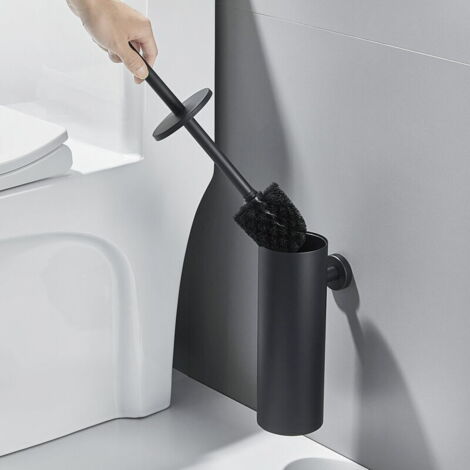 Ahlsen Toilettenbürstenhalter, schwarzer Toilettenbesen, 304 Edelstahl, Wandmontage, wasserdicht, leicht zu reinigen, für Toilette, Badezimmer, Toilette mit antibakteriellem Bürstenhalter (1/5)