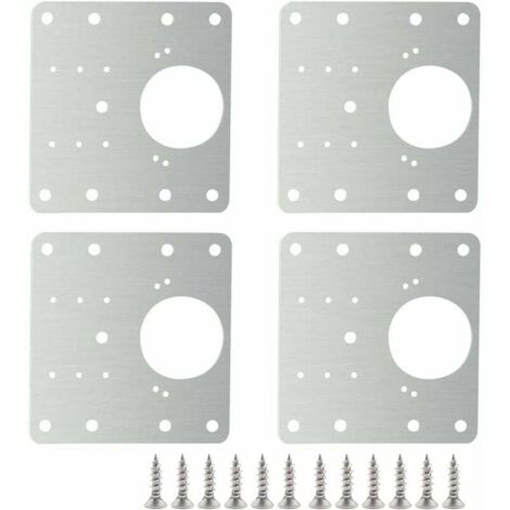 Ahlsen 4er-Pack Scharnier-Reparaturplatten aus Edelstahl, Reparaturteil für Scharnier-Seitenplatte mit Befestigungsschrauben für Holz, Möbel, Regale, Schränke. (1/5)