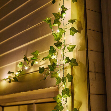 Ahlsen Knstlicher Efeu, Bltter-Lichtgirlande, 2 m, 20 LED-Dekoration,  Schlafzimmer, sthetisches grnes Blatt, Lichtgirlanden fr Feier,  Hochzeit, Kche, Garten, Bro-Deko (1 Stck)