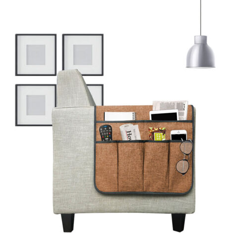 Ahlsen Großer Sofa-Organizer, Caddy-Organizer, rutschfester TV-Fernbedienungshalter, Sofa-Armlehnen-Aufbewahrungstasche, 19,7 × 35 Zoll, Kaffeefarbe