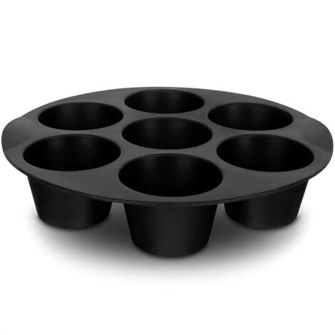 Ahlsen Luftfritteusen-Silikon-Cupcake-Pfanne – 3,5–5,8 l Luftfritteusen-Muffinform – Eierbissform – antihaftbeschichtete Eierbecherformen – Silikon-Muffinform für Luftfritteusen-Zubehör – 7 Mini-Muffi (1/5)