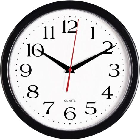 Ahlsen Schwarze, leise, nicht tickende Wanduhr, 25,4 cm, Premium-Quarz, batteriebetrieben, rund, leicht ablesbar, Heim-/Büro-/Küchen-/Klassenzimmer-/Schuluhr mit Sweep-Uhrwerk (1/5)