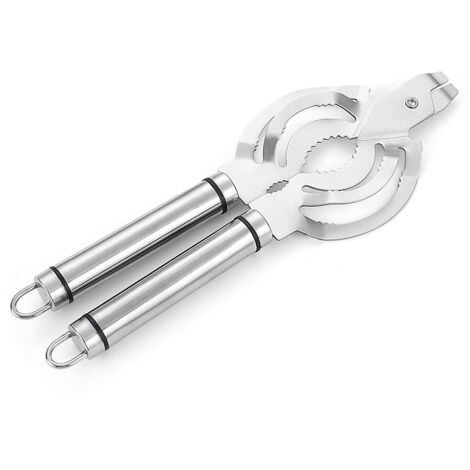 Ahlsen Multifunktionaler Edelstahl-Flaschenöffner, arbeitssparender Schraubverschluss, Artefakt-Bierflaschenöffner, universeller Dosenöffner, Silber (1/4)