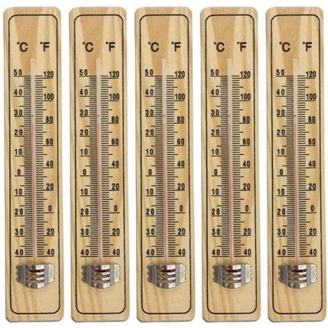 Ahlsen 8-teiliges Holzthermometer für den Innenbereich, Holzthermometer zum Messen der Temperatur im Innen- und Außenbereich, Energie, Thermometer mit Skala in Celsius und Fahrenheit (1/5)