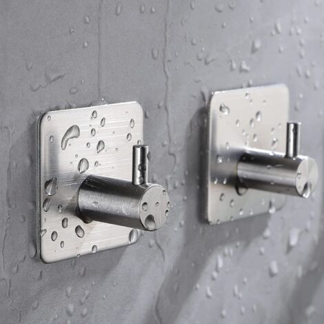 Ahlsen Handtuchhaken, 4er-Set, Kleiderbügel aus Edelstahl mit polierter Chromoberfläche, moderner Wandhaken für Badezimmer, Küche, Garage, Hotel, Wandmontage. (1/5)