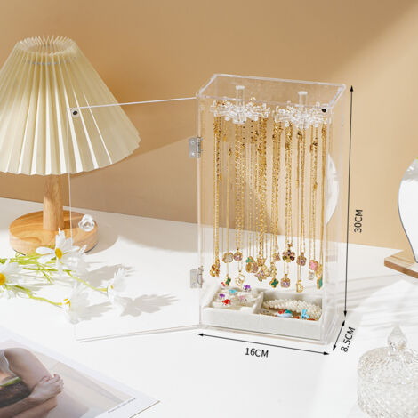 Ahlsen Acryl-Halskettenaufbewahrung, Halskettenhalter-Display,  Schmuck-Display-Aufbewahrung, mit 24 Haken, geeignet fr Halsketten,  Anhnger, Armbnder, Ringe und Ohrringe