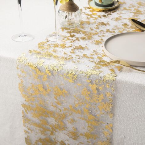Ahlsen Netz-Tischläufer mit Goldfolie, 28 cm x 15 m, metallisches Tischband, Dekoration für Party, Geburtstag, Hochzeit, Weihnachten, Heimwerken, Verpackung (Gold, 15 m) (1/5)