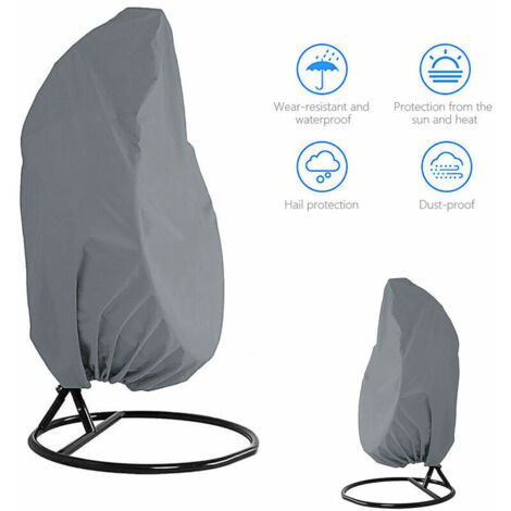 Ahlsen Hängesessel-Abdeckung, für den Garten, Rattangeflecht, wasserdicht, Hängesessel-Abdeckung, Schutzhülle für Eier, wasser- und staubabweisender Stuhl – 190 x 115 cm (grau) (1/5)