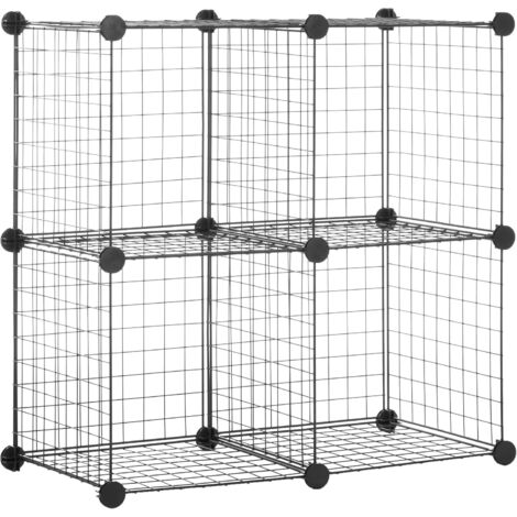 Ahlsen Set mit 4 Aufbewahrungswürfeln aus Draht, Schwarz, 757537CM (1/5)