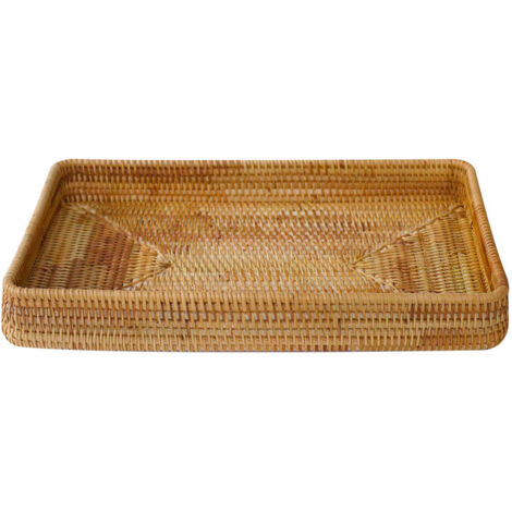 Ahlsen Rattan-Badezimmer-Waschtisch, Toilettentank, Korb, Papierhalter, Arbeitsplatte, dekorativer Organizer, Gästehandtuch, Weidenkörbe, Organisieren von Regalen, 21 x 4,5 x 11 cm
