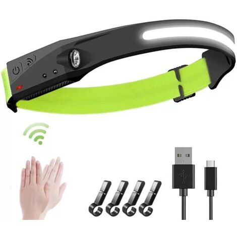 Ahlsen Scheinwerfer, 2 Stück USB wiederaufladbar LED-Scheinwerfer COB Induktion wasserdicht, geeignet zum Laufen, Angeln, Camping, Wandern, Radfahren, Lesen (1/5)
