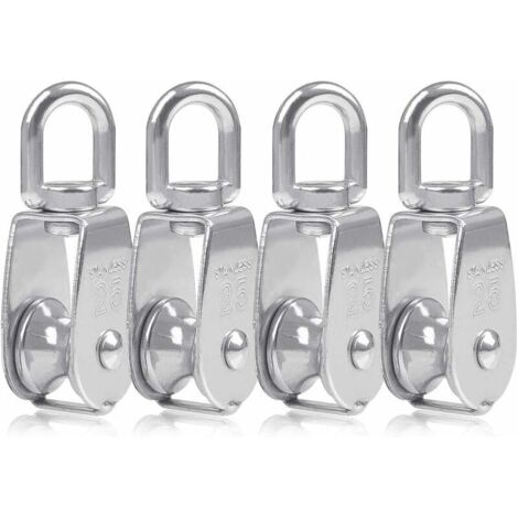 2x Blockseilrolle M25 Edelstahl + 4 Karabiner – U Produktbild-Vorschau 4