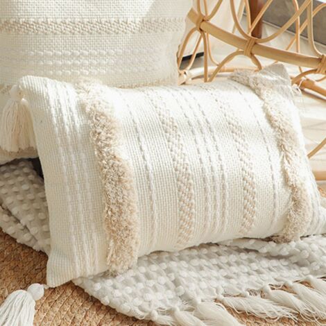 Ahlsen Stück moderne Kissenbezüge – schlicht und geometrisch – gestrickt – dekorativ – Beige – für Sofa und Wohnzimmer (1/5)