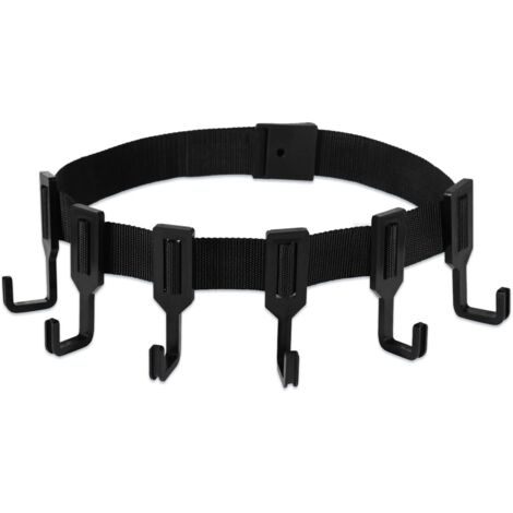 Ahlsen Baumständer-Gurthalter, schwarze Spanngurte mit Ratsche und Haken für Jagdausrüstung, Baumaufhänger zum Aufhängen von Jagdausrüstung (1 Gurt mit 6 Haken) (1/5)
