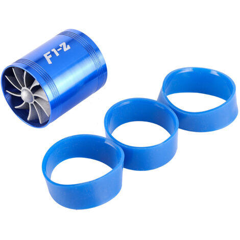 Ahlsen Universal 64mm Dual Turbine Fan Auto Lufteinlass Turbonator Kompressor Gas Kraftstoff Saver Turbo Fan (Blau) (1/5)