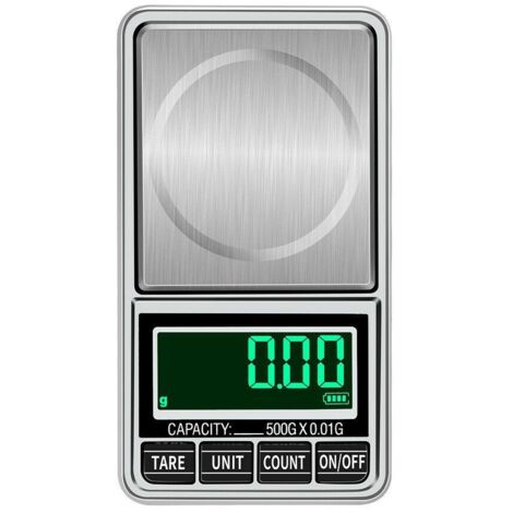 Ahlsen Tragbare digitale Taschenwaage, professionelles multifunktionales LCD-Display mit Hintergrundbeleuchtung zum Wiegen von Schmuck, Getreide und Gold, Grau, 100–0,01 g (1/5)