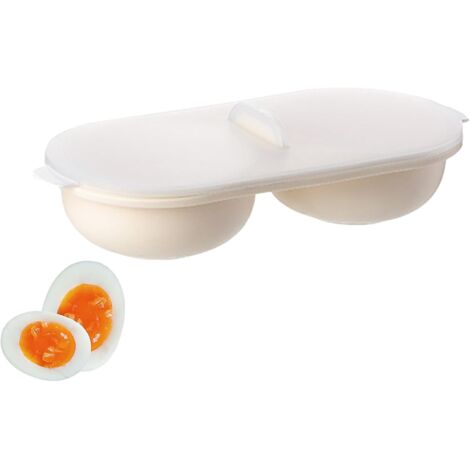Ahlsen Mikrowellen-Eierkocher, Doppelbecher-Eierkocher, Eierform, Pochierte Eierbereiter, antihaftbeschichtet, hohe Kapazität, für Omelette, schnelles Frühstück, Küchenkochwerkzeug (1/4)
