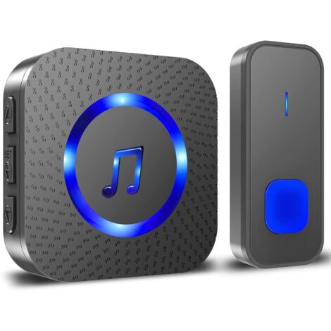 Ahlsen Kabellose Türklingel, 400 m Reichweite, wasserdicht, für den Außenbereich, mit 1 Plug-in-Empfänger, laut, schwarz (1/5)