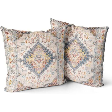 Madizz 2 Pezzi Poliestere Lino Copricuscini con bordo largo Morbido Decorativo Fodere per Cuscino Lusso Stile per Divano Camera da Letto 45x45 cm Fucsia