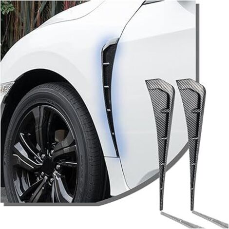 Ahlsen Stück dekorativer Auto-Lufteinlass, Auto-Seitenluftstrom-Lufteinlassgitter, dekorative Lufteinlass-Lufteinlassabdeckung für die Motorhaube (Kohlefaser) (1/5)