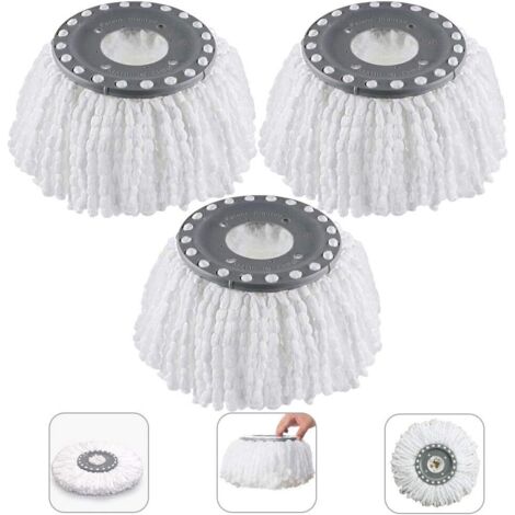 Ahlsen Stück Mikrofaser-Besenköpfe, Moppköpfe, runde Ersatz-Moppköpfe, 360-Grad-Drehmoppköpfe für 360° drehbare Moppbesen (Durchmesser 16 cm) (1/5)