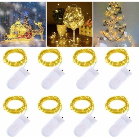 Ahlsen LED-Lichterkette, 3 m, 30 LEDs, batteriebetrieben, Kupferdraht, wasserdichte Lichterkette für Urlaub, Hochzeit, Party, Weihnachten, DIY, Innen- und Außendekoration, warmweiß, 8 Stück (1/5)