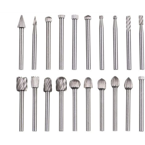 Ahlsen 20-teiliges Rotationsfräser-Set, Hochgeschwindigkeitsstahl-Schnitzwerkzeug mit 3-mm-Schleifkopf für Holzbearbeitung, Schnitzen, Gravieren, Bohren (1/5)