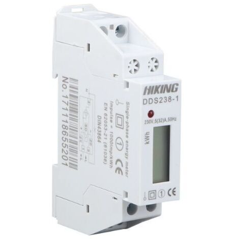 Ahlsen DDS238-1 5(32)A DIN-Schienen-Stromzähler für einphasige Systeme mit MID-Zertifikat und 0,25 A – 40 A. 50 Hz, 1000 Imp/kWh (Basis) (1/3)
