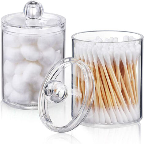 Ahlsen Stück Wattespender, Topfspenderstab, Wattestäbchenbox, Wattestäbchenhalter, Acryl-Wattestäbchen-Aufbewahrungsbox für Wattestäbchen, Kosmetika, Wattebällchen (1/4)