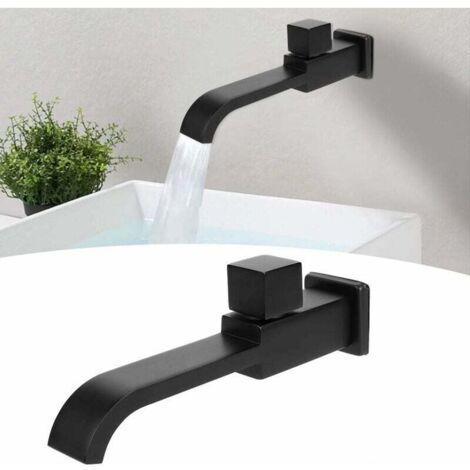 Rubinetto A Muro Bianco In Ottone – Monoforo, Acqua Fredda, Per Bagno O Lavandino, Attacco 1/2″