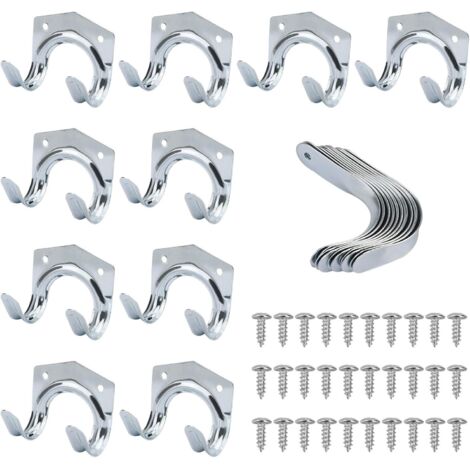 TENOVEL 12 Ganci Doppi Per Tenda Da Doccia In Acciaio Inox Cromato - Perfetti Per Aste Da Doccia, Set Di 12
