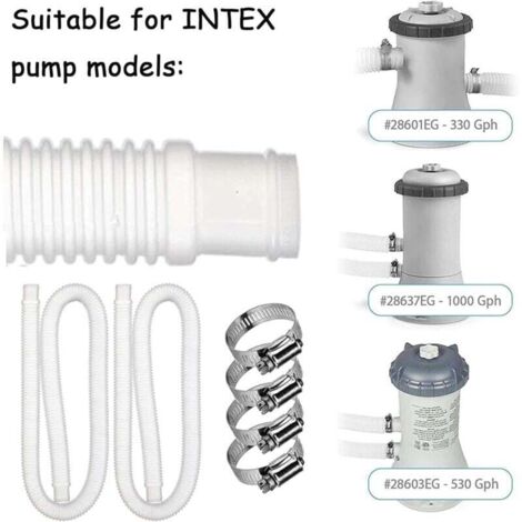 Tubi Di Ricambio Per Pompa Per Piscina Da 1,25 Pollici, Tubi Per Pompa Per Piscina Da 1 25 Pollici Tubi Per Piscina Da 2 Pezzi Per Pompa Filtro Piscina Intex Coleman 607 637 Con 4 Morsetti 91756504