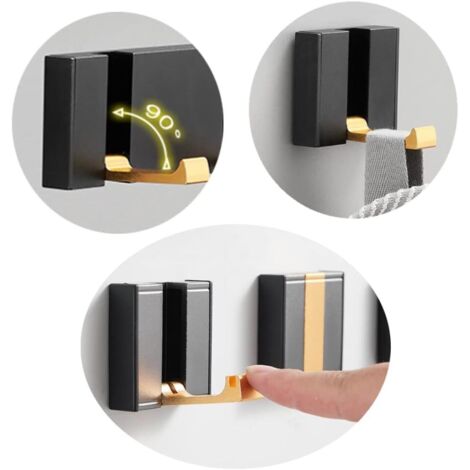 Ebisa - Appendiabiti Da Parete Con 4 Ganci In Metallo E Mensola In Legno Da 70x13 Cm