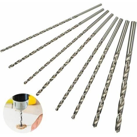 Ahlsen Juego de brocas extralargas Superma de 200 mm, 8 piezas, brocas de acero de alta velocidad, diámetro de vástago recto 4 mm, 4,2 mm, 4,5 mm, 5 mm, 5,2 mm, 6 mm, 8 mm, 10 mm (1/5)