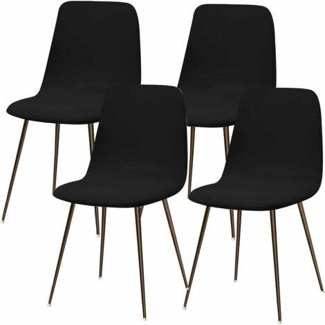 Ahlsen Juego de 4 fundas elásticas para sillas escandinavas, modernas fundas para sillas de comedor, lavables, universales, fundas para sillas de cocina, decoración del hogar y la cocina, color negro