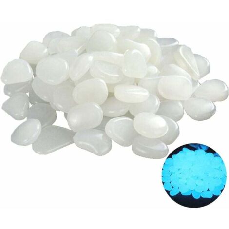 Ahlsen Piedra Luminosa, 100 Piezas Guijarros Luminosos Piedras Luminosas Al Aire Libre Guijarros Fluorescentes Artificiales Decoración para Jardín Camino Piscina Acuario Iluminación Nocturna (Blanco) (1/5)