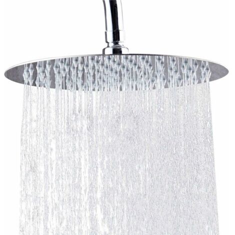 Ahlsen Alcachofa de ducha, alcachofa de ducha redonda de acero inoxidable de 10 pulgadas, alcachofa de ducha ultrafina de alta presión con rociador de lluvia de 12", alcachofa de mano antical, cromada (1/5)
