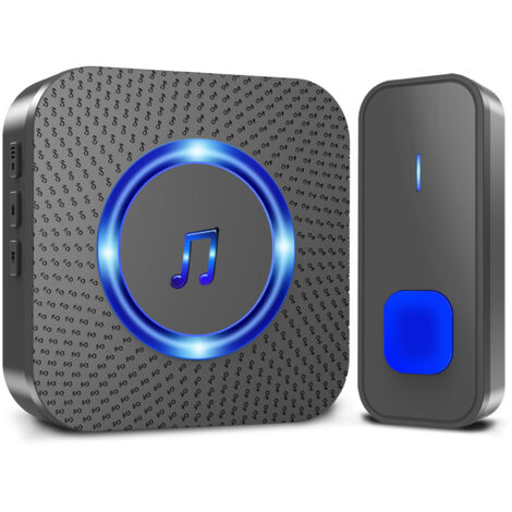 Ahlsen Timbre inalámbrico, alcance 400 m, timbre exterior impermeable con 1 receptor enchufable, negro (1/5)