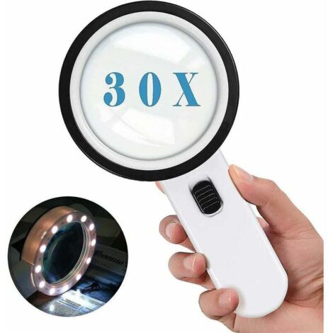 Ahlsen Lupa iluminada, lupa con luz, lupa de bolsillo 30x, lupa grande 12 LED