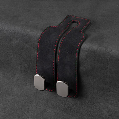 Ahlsen Gancho para reposacabezas de coche, soporte universal para gancho de asiento de coche, gancho para reposacabezas de asiento trasero de coche, colgador de accesorios interiores de coche (negro) (1/5)